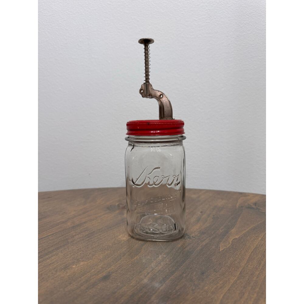 Vintage Kasco Cherry Pitter Mason Jar Antique Kitchen Tools